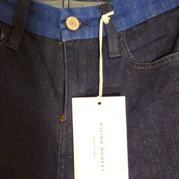 Flying Monkey Black Label Jeans Black and Blue Cropped Stretch sz 25 - Picture 3 of 11